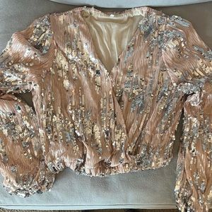 Rose gold, and silver sequin top